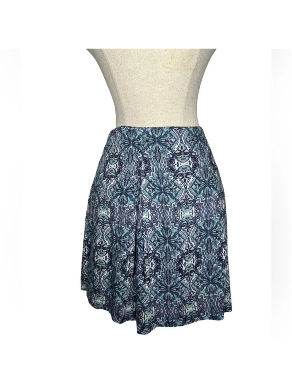 Free People Boho Blue Printed Lovers Lane Blue Mini Skirt in Ash Combo Size 12